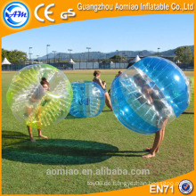 2016 hot Dia 1.5m 0.8mm PVC rot / blau und klar aufblasbaren menschlichen Fußball Stoßdämpfer Ball Körper zorb